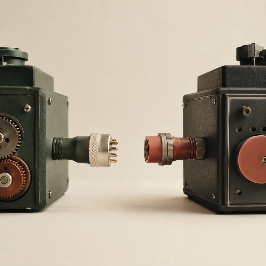 Two business machines with incompatible connectors