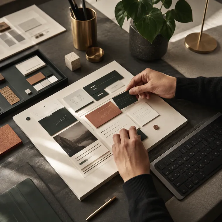 Designer assembling custom website components by hand