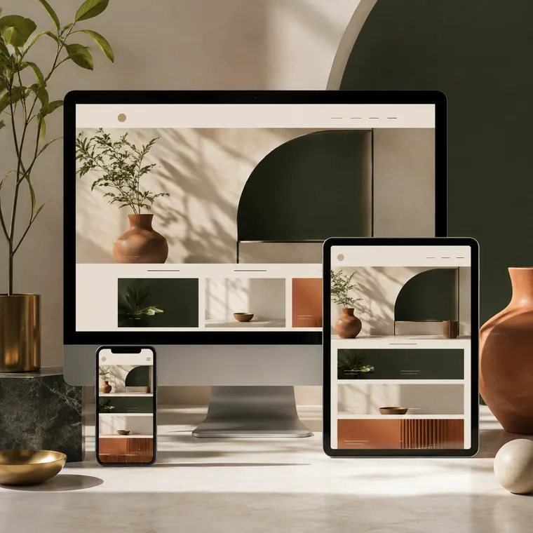 Coordinated website displayed across desktop, tablet, and mobile